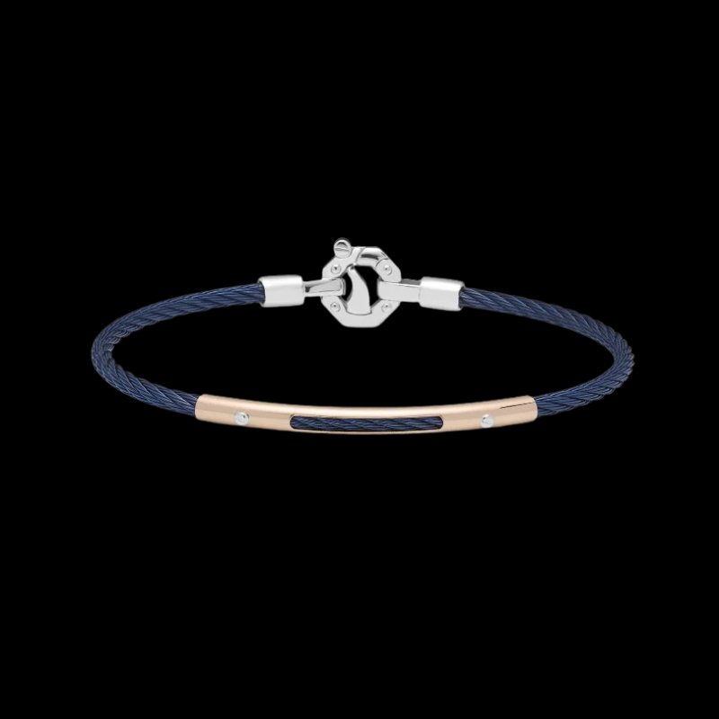 Baraka 316L Men's Diamond Bracelet in Blue PVD, Stainless Steel & 18ct Rose Gold | Brinkhaus Jewellers Perth