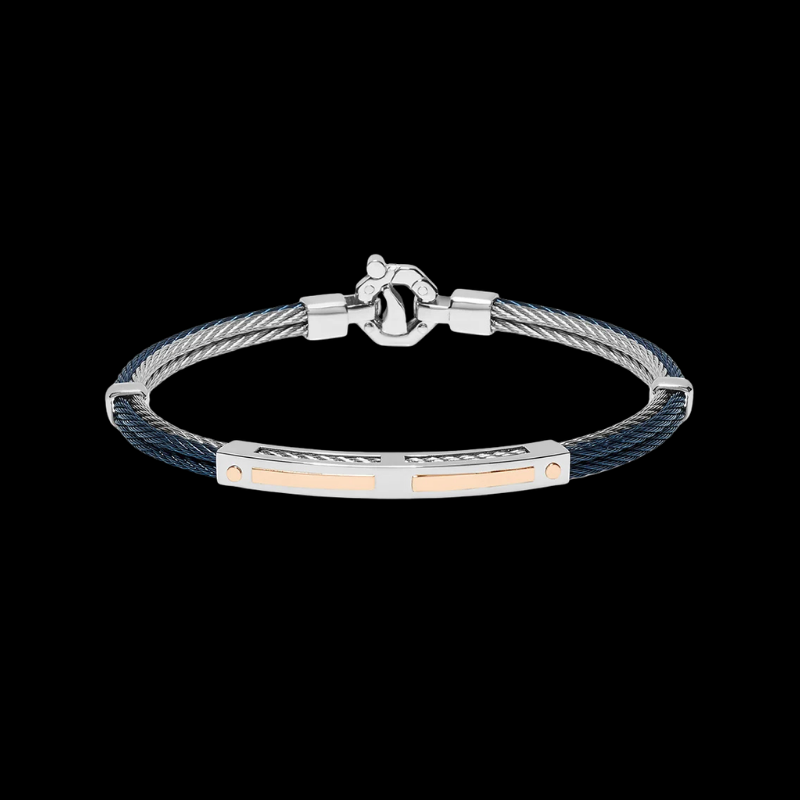 Baraka 316L Men's Diamond Bracelet in Stainless Steel & 18ct Rose Gold