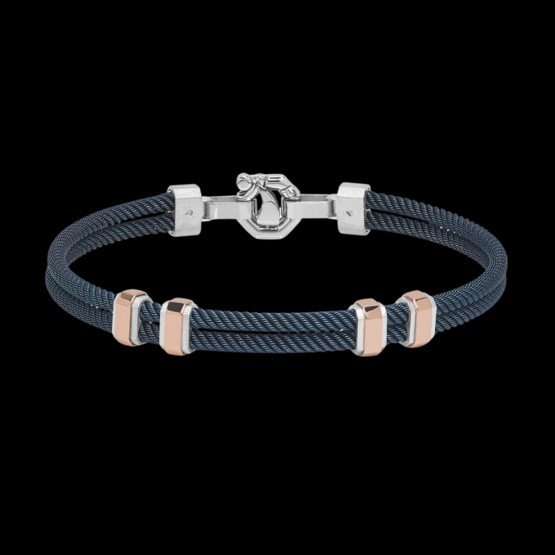 Baraka 316L Men's Diamond Bracelet in Stainless Steel, Silver & 18ct Rose Gold | Brinkhaus Jewellers