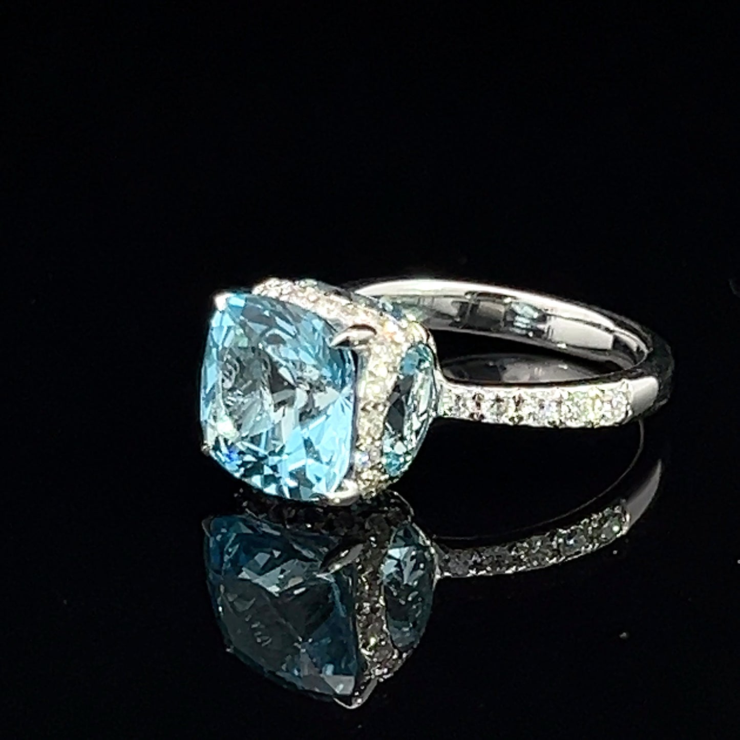 Blue Topaz and Diamond Ring in 18ct White Gold