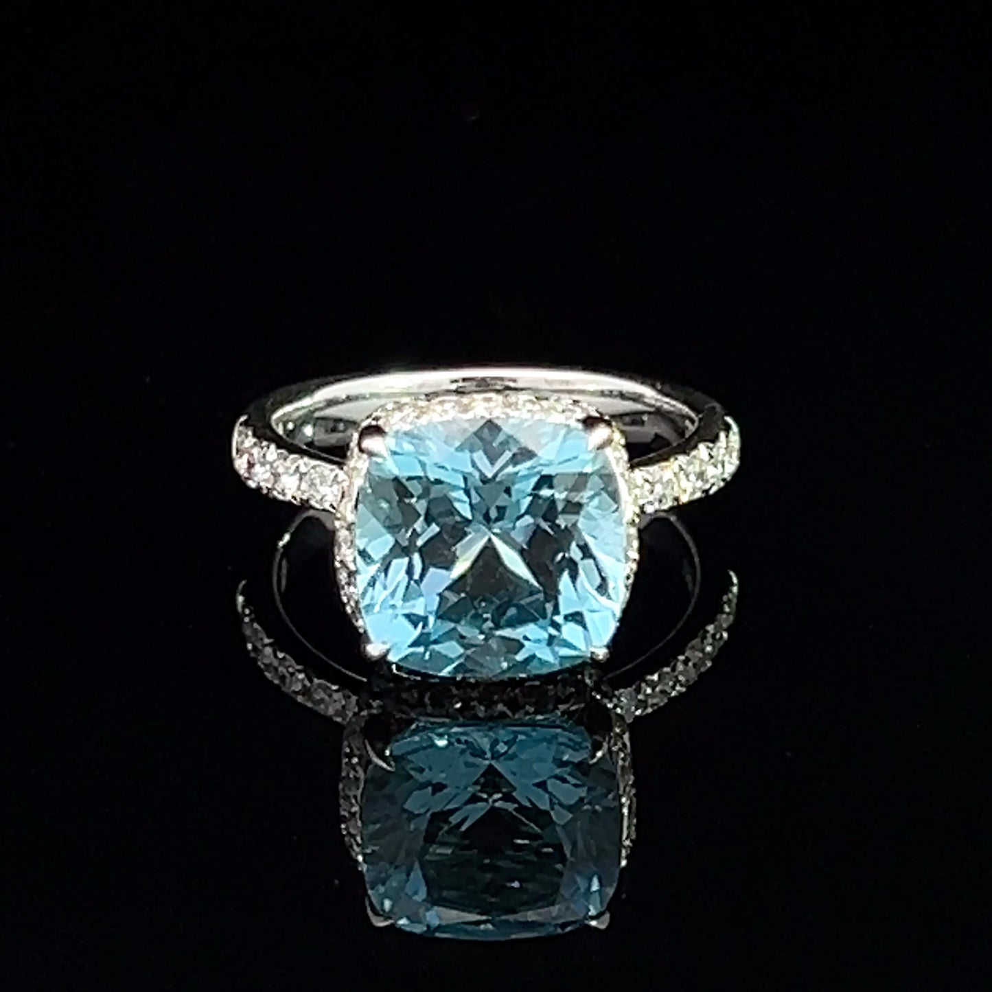 Blue Topaz and Diamond Ring in 18ct White Gold