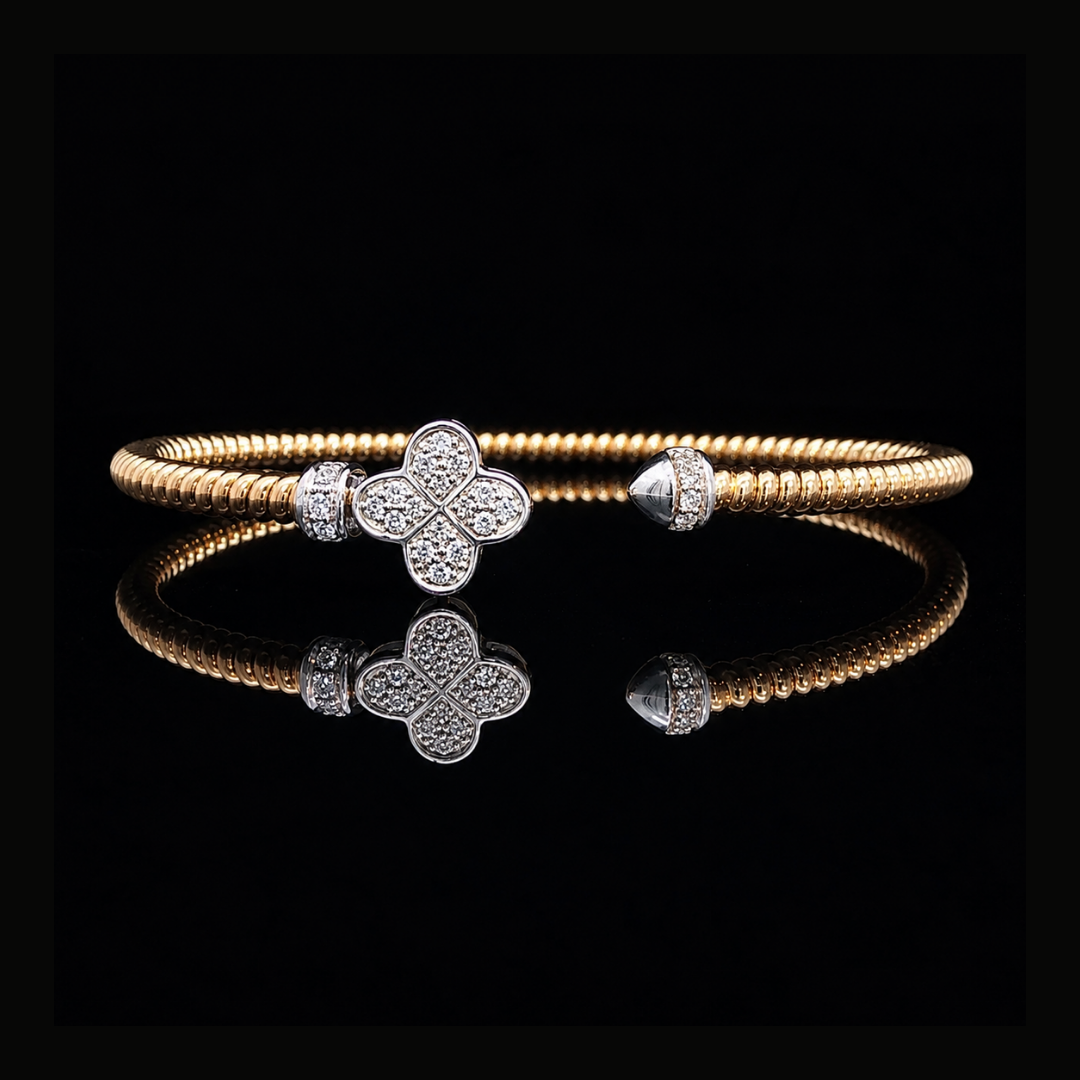 Clover Open Diamond Bracelet in 18ct Yellow and White Gold