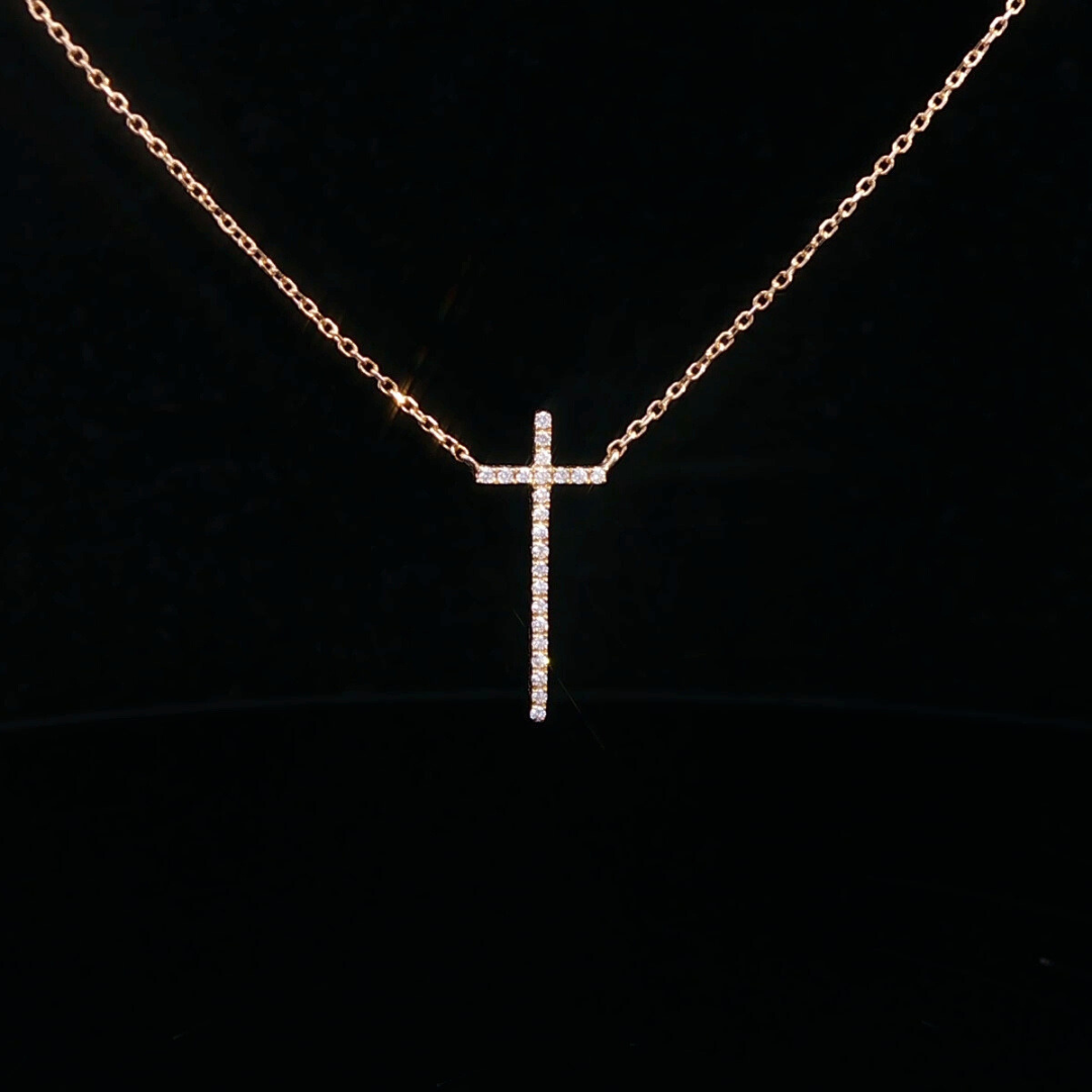 Diamond Cross Necklace in 18ct Yellow Gold