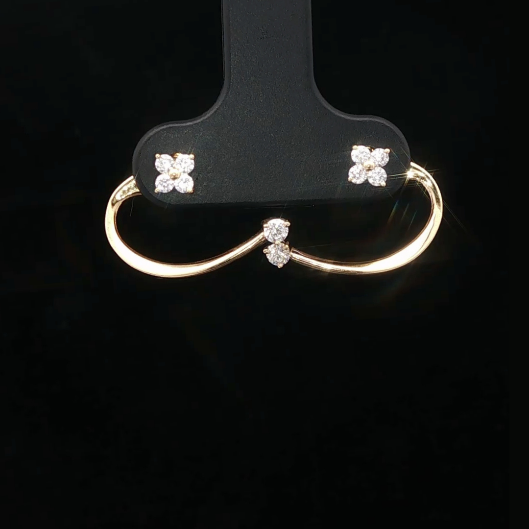 Diamond Floral Open Earrings in 18ct Yellow Gold