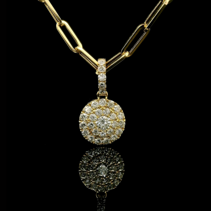 Diamond Halo Pendant in 18ct Yellow Gold