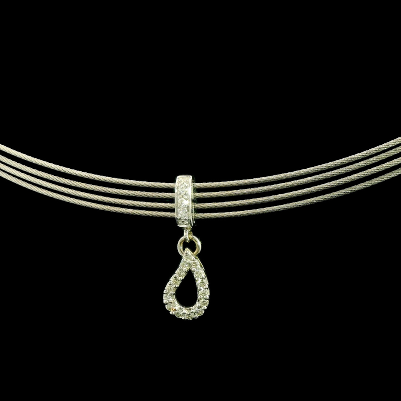 Diamond Teardrop Pendant in 18ct White Gold