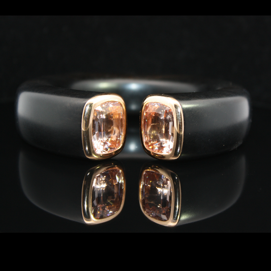 Ebony Wood and Morganite Bangle in 18ct Rose Gold