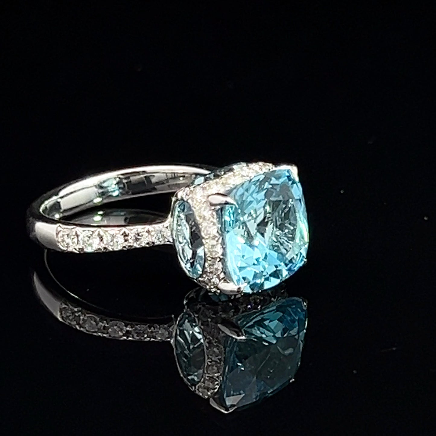Blue Topaz and Diamond Ring in 18ct White Gold