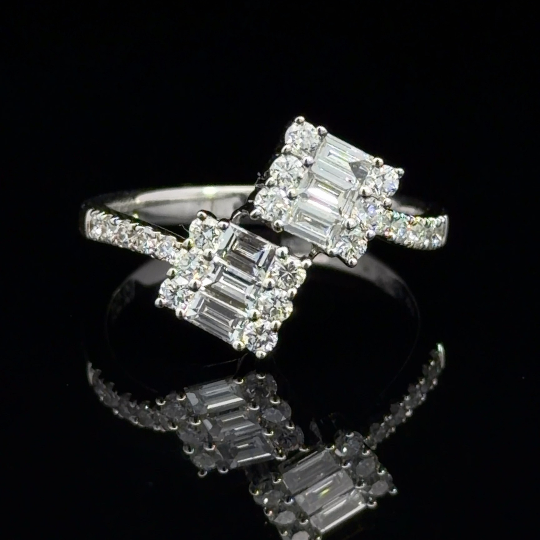Open Diamond Engagement Ring in 18ct White Gold