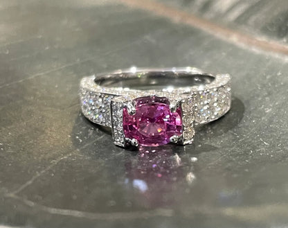 Oval Pink Sapphire & Diamond Ring
