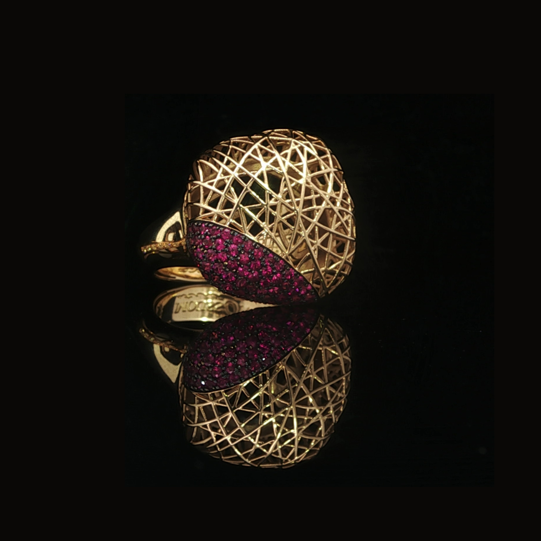 Ruby Cage Ring in 18ct Yellow Gold
