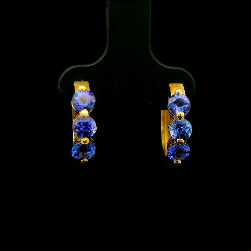 Tanzanite Huggies in 18ct Yellow Gold | Brinkhaus Jewellers