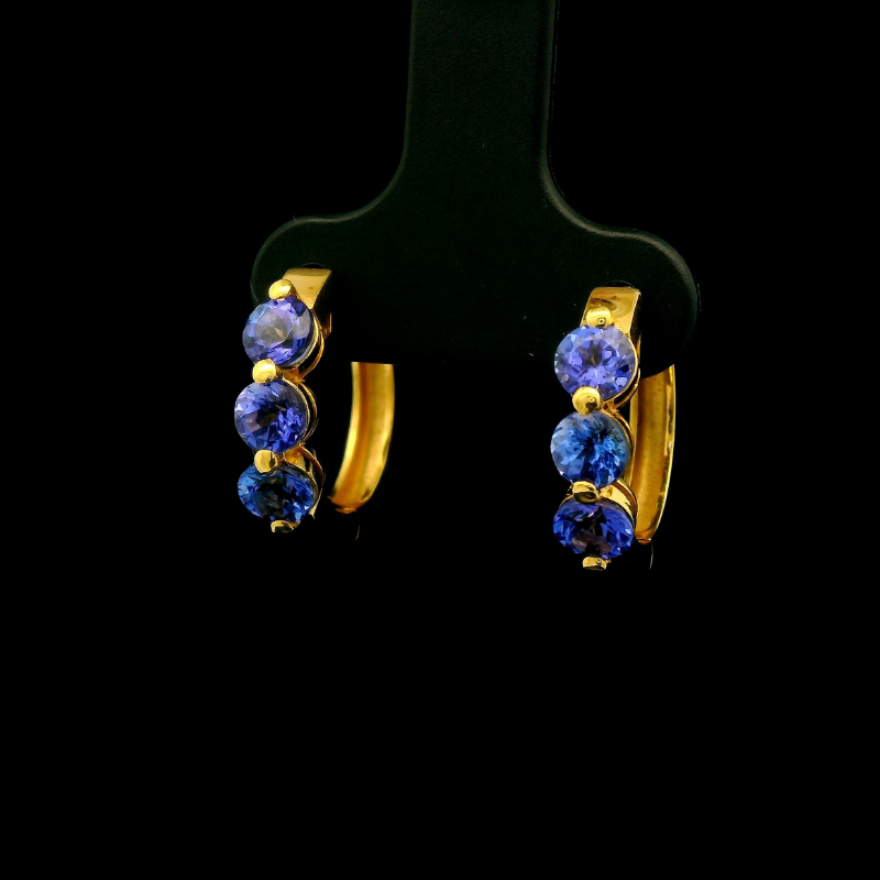 Tanzanite Huggies in 18ct Yellow Gold | Brinkhaus Jewellers Claremont