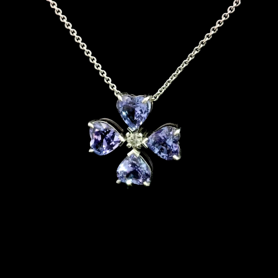 Tsavorite Flower Pendant in 18ct White Gold