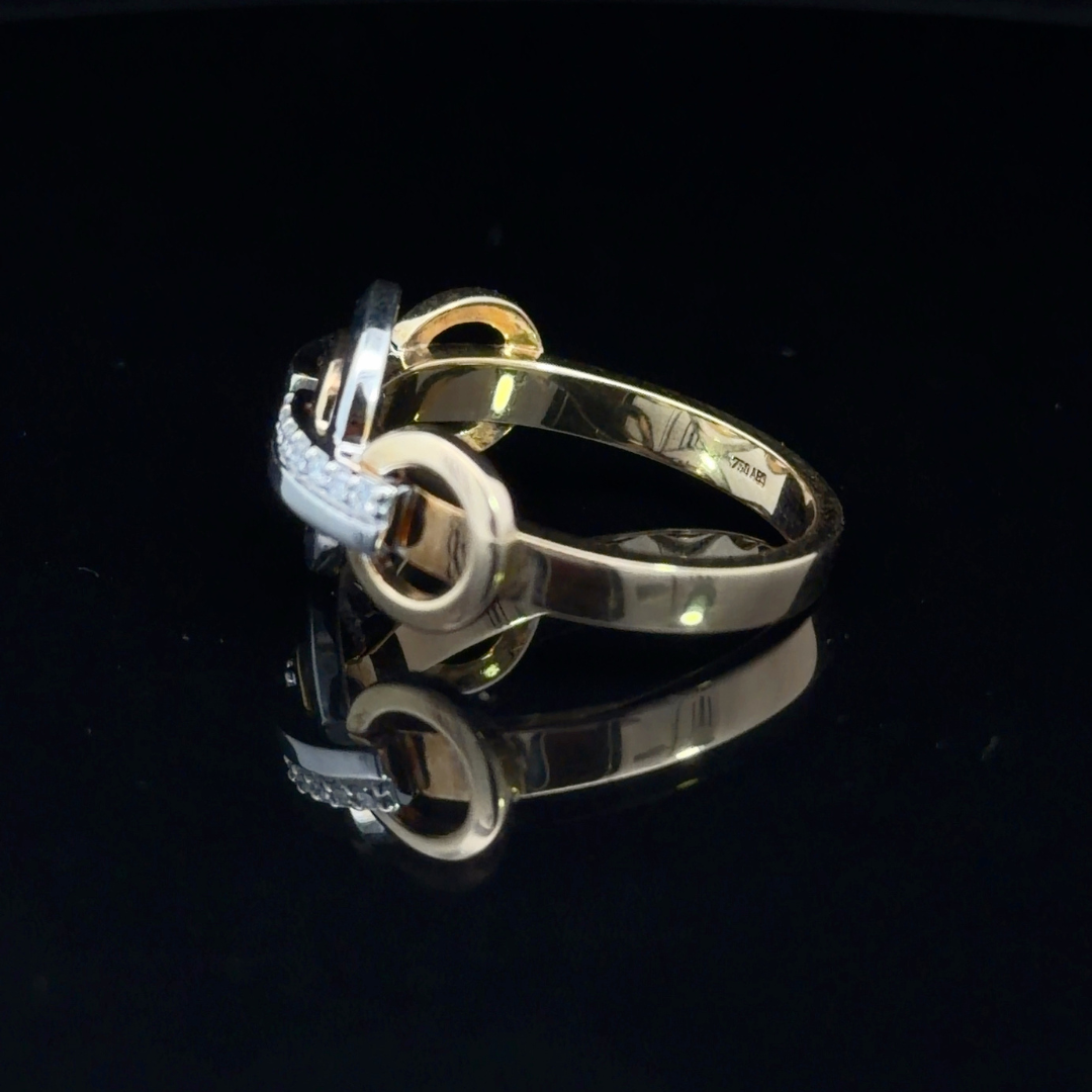 Two Tone Diamond Link Ring in 18ct Yellow and White Gold | Brinkhaus Jewellers