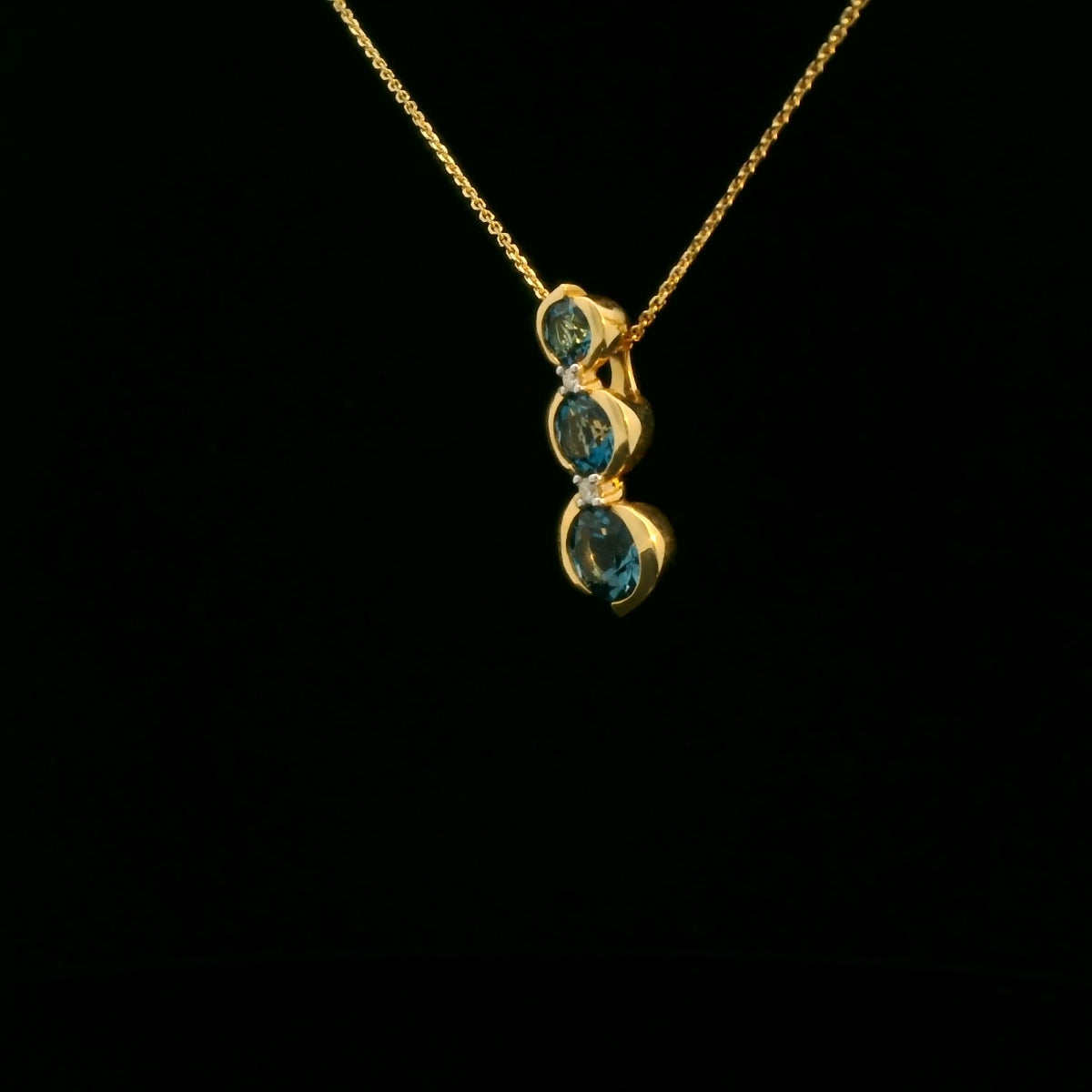 London Blue Topaz & Diamond Pendant in 18ct Yellow Gold