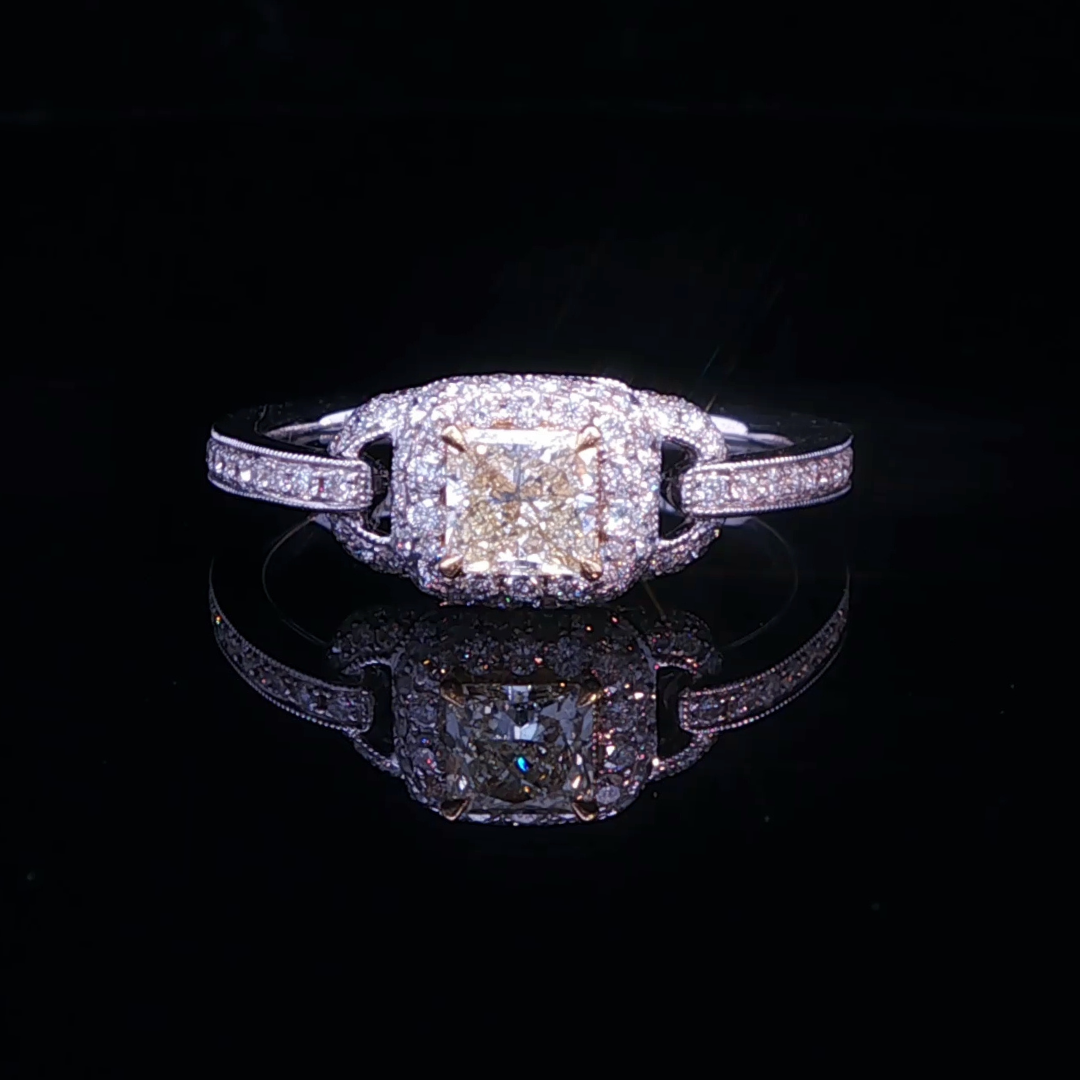 Yellow Diamond Engagement Ring in 18ct White Gold