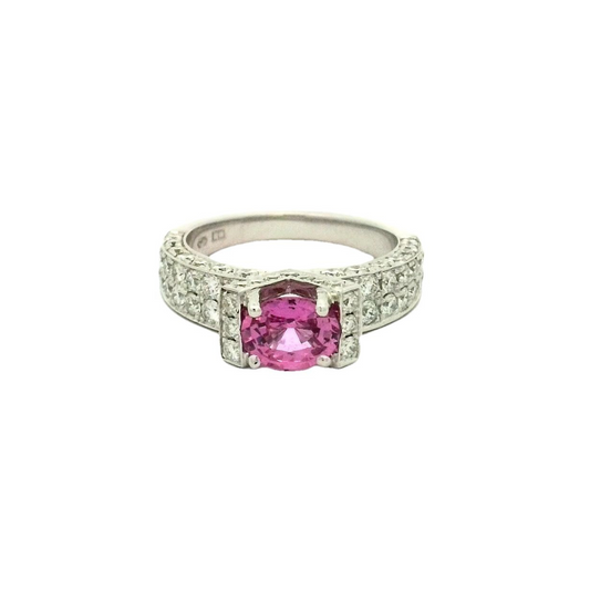 Oval Pink Sapphire & Diamond Ring