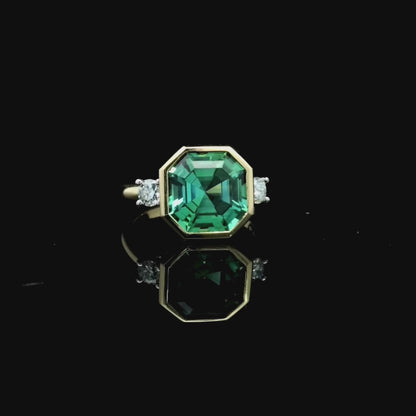 Green Tourmaline and Diamond Dress Ring