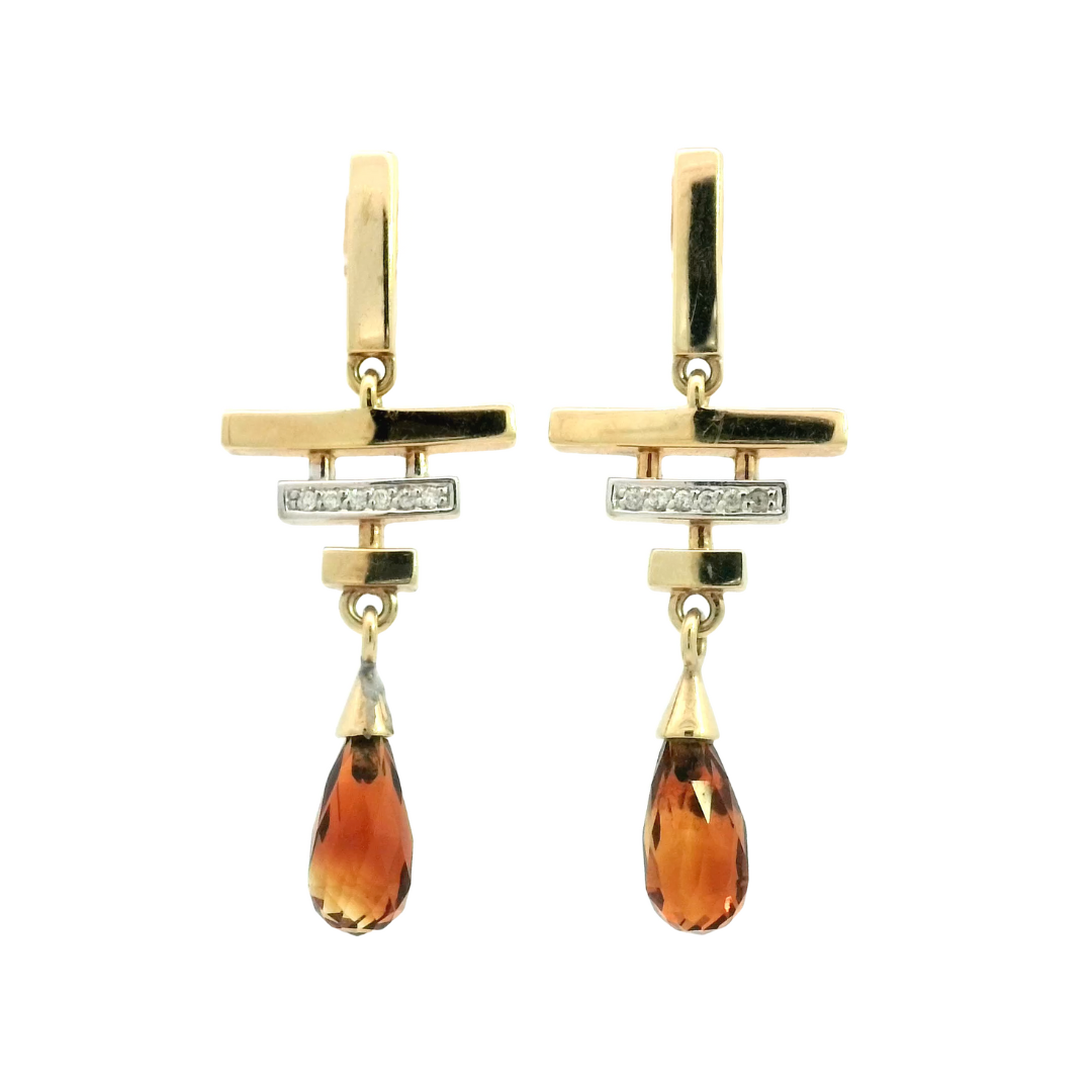 Citrine Diamond Drop Earrings Perth | Earrings Perth | Brinkhaus Jewellers Perth