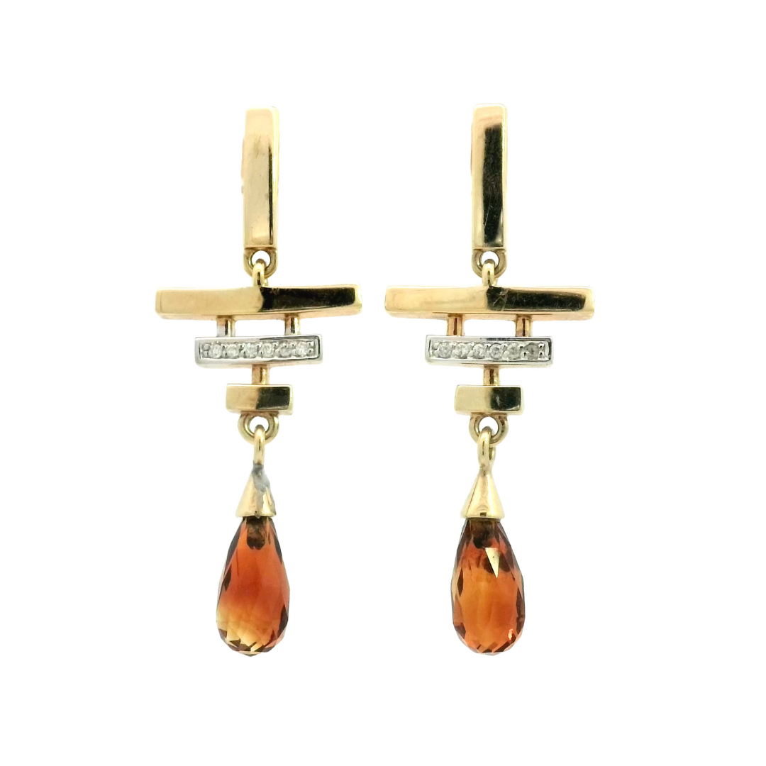 Citrine Diamond Drop Earrings