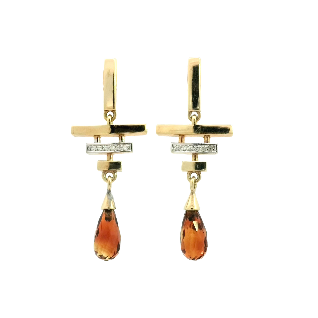 Citrine Diamond Drop Earrings