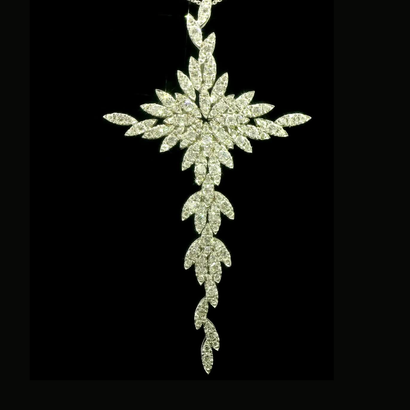 Diamond Cross Pendant in 18ct White Gold