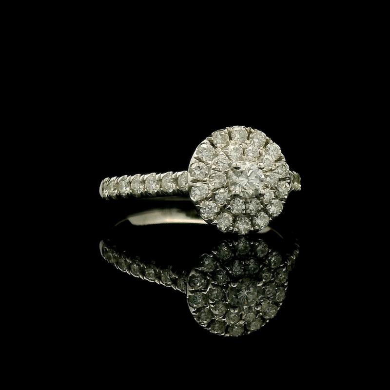 Diamond Halo Ring in 18ct White Gold