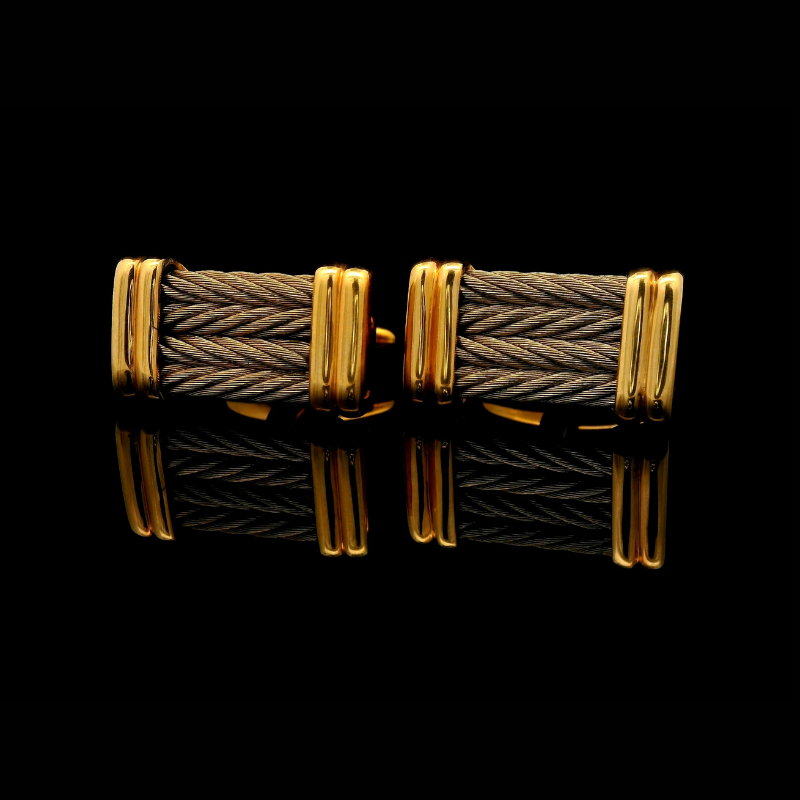 Men's Cufflinks in Stainless Steel & Rose Gold