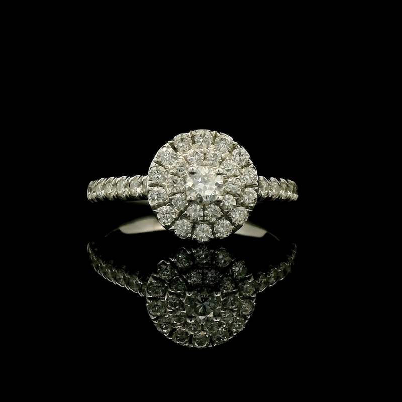 Diamond Halo Ring in 18ct White Gold