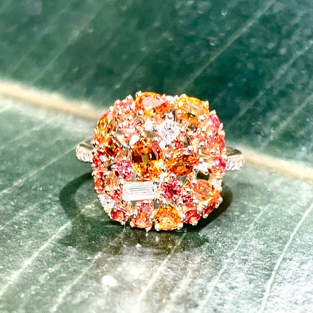 Orange Sapphire & Diamond Ring in 18 Carat Rose Gold