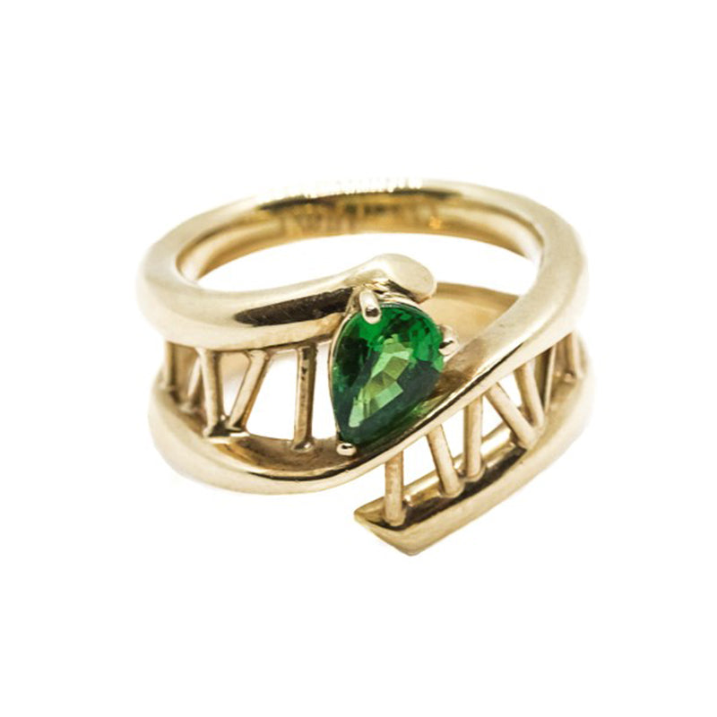 Pear Shaped Tsavorite Garnet Ring in 18ct Yellow Gold