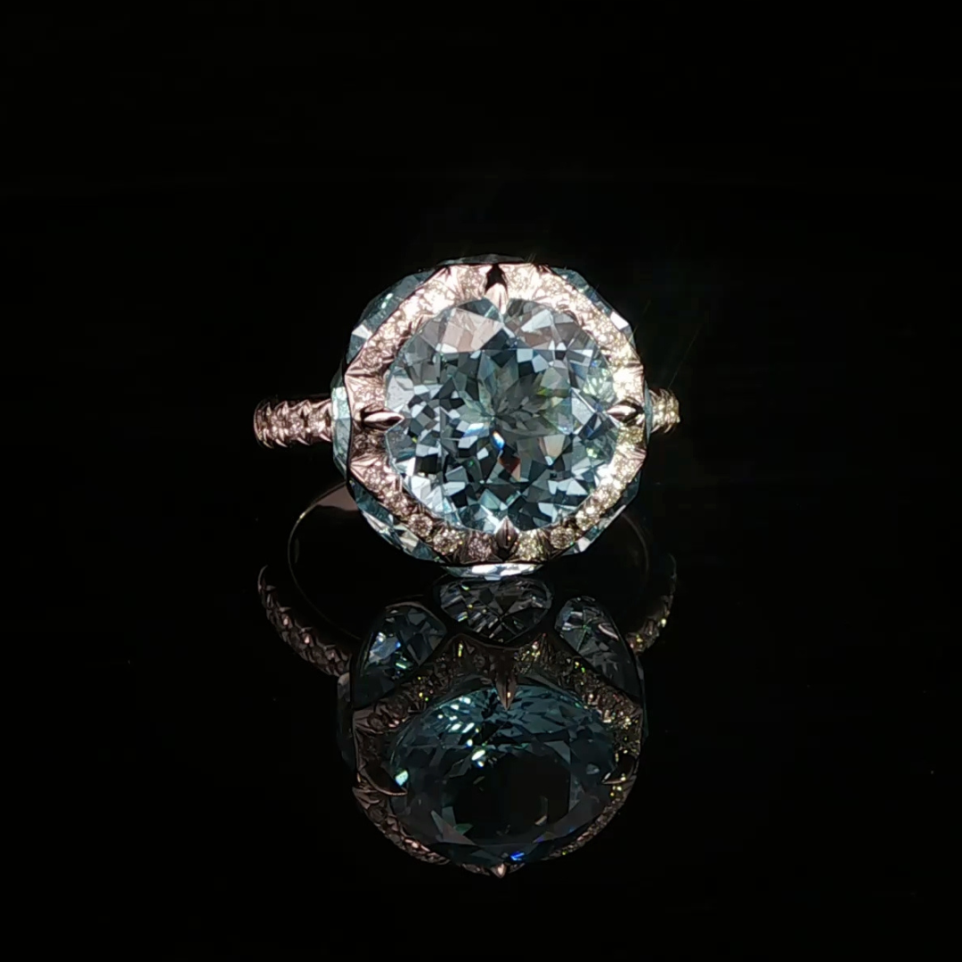 Blue Topaz & Diamond Duchess Ring in 18ct White Gold  | Brinkhaus Jewellers Claremont
