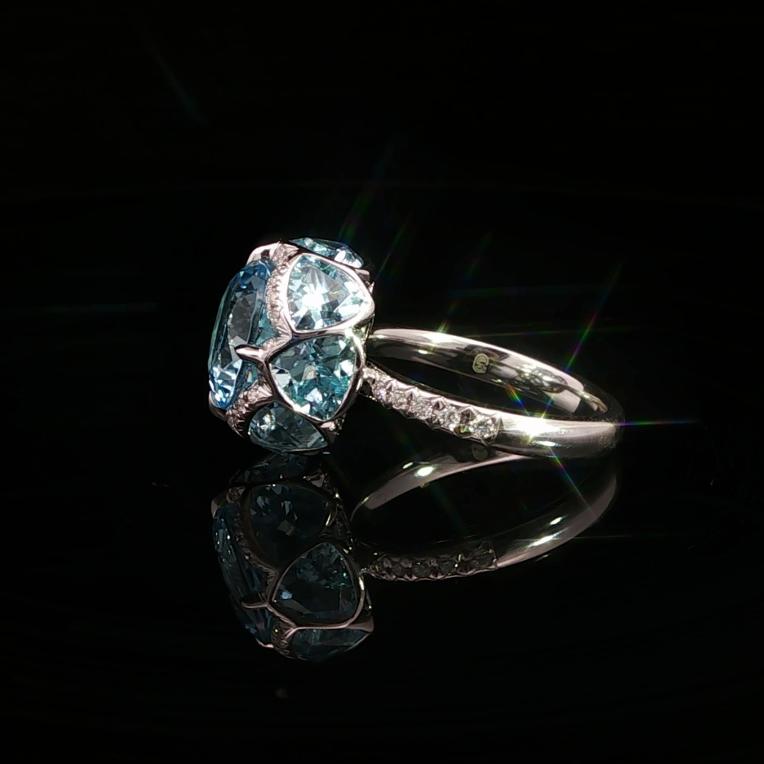 Blue Topaz & Diamond Duchess Ring in 18ct White Gold  | Brinkhaus Jewellers Perth