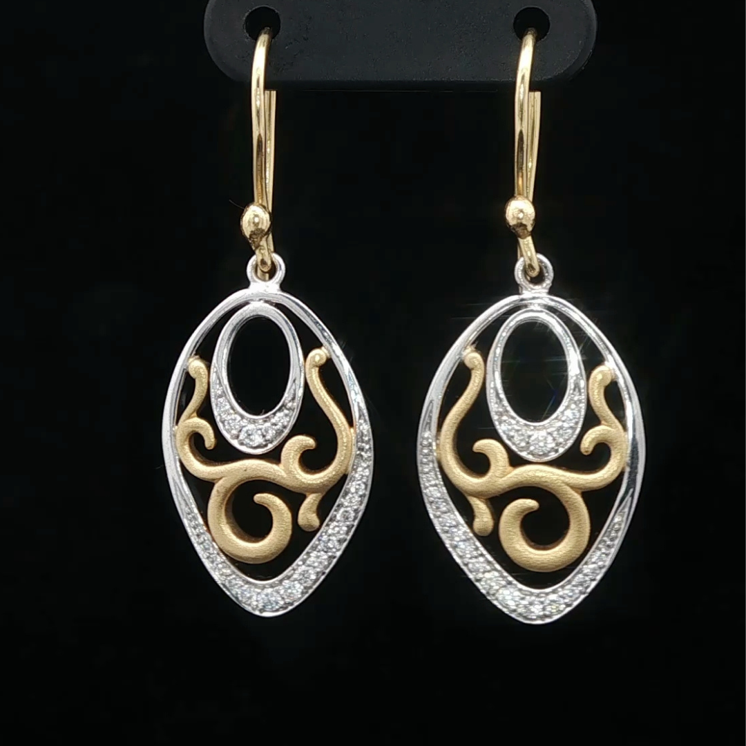 Diamond Drop Earrings in 18ct Yellow and White Gold 