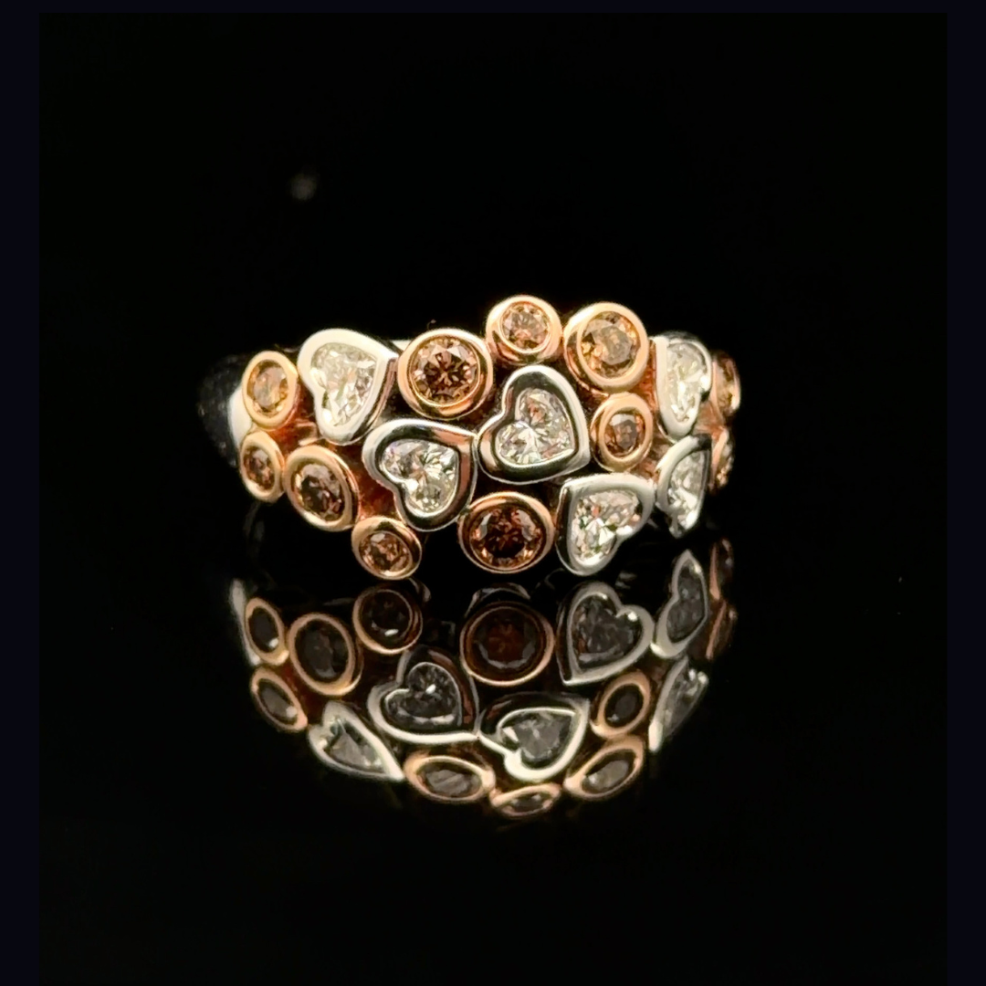 Diamond Heart Eternity Band in 18ct White & Yellow Gold