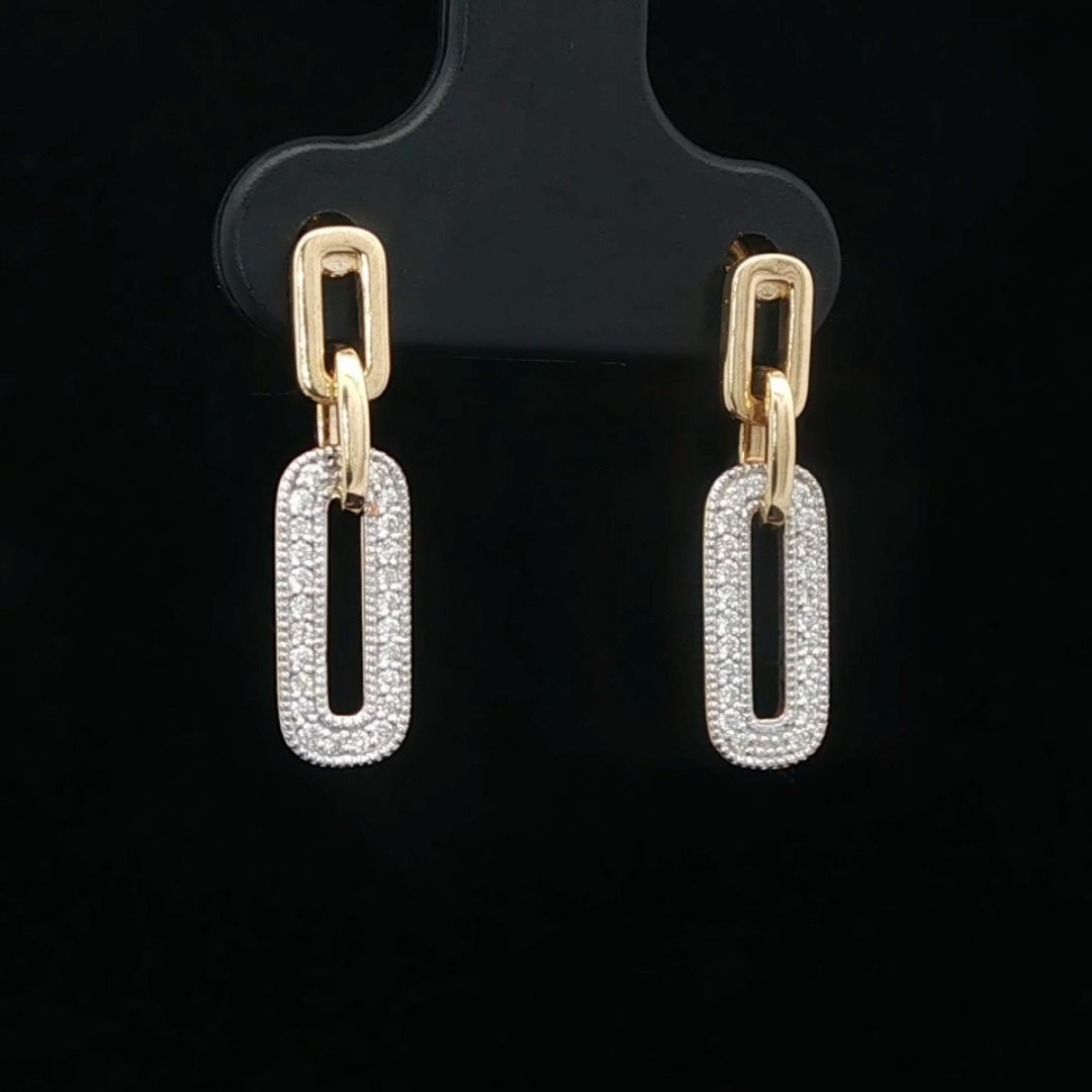 Diamond Link Drop Earrings in 18ct Yellow Gold