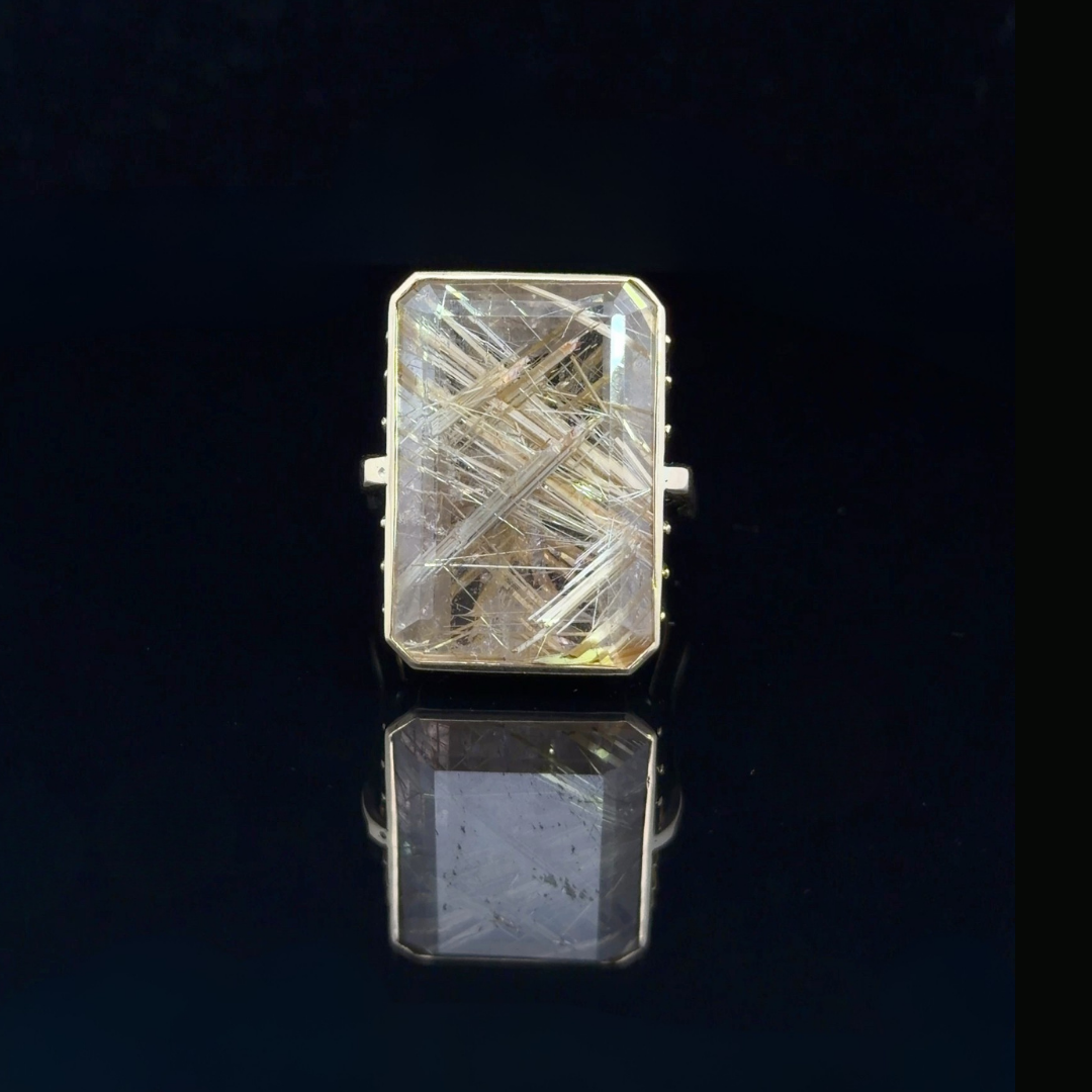 Golden Rutilated Quartz Ring in 18ct Yellow Gold | Brinkhaus Jewellers Perth 