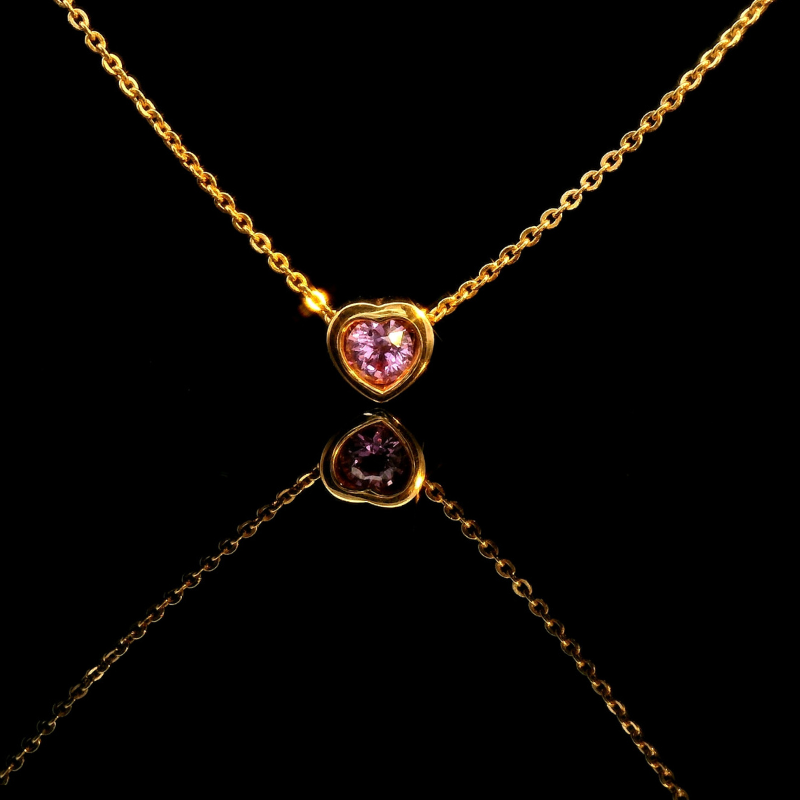 Heart-Shaped Pink Sapphire Pendant in 18ct Yellow Gold | Brinkhaus Jewellers