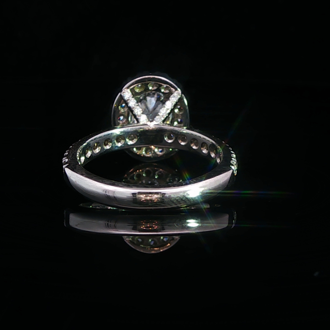 Oval Cut Diamond Halo Engagement Ring in Platinum | Brinkhaus Jewellers Claremont Perth