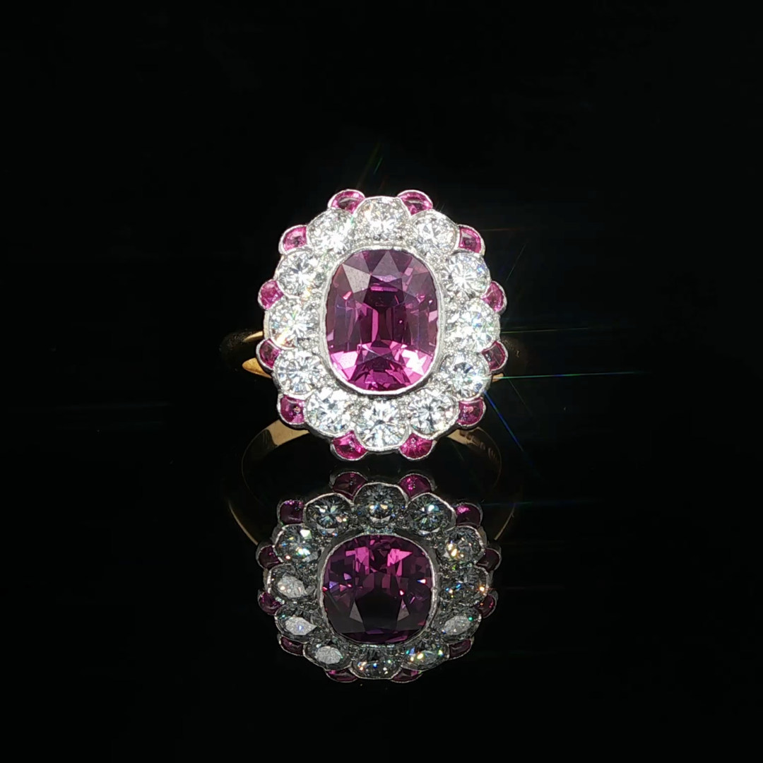 Pink Sapphire and Diamond Ring in Platinum and 18ct Yellow Gold | Brinkhaus Jewellers