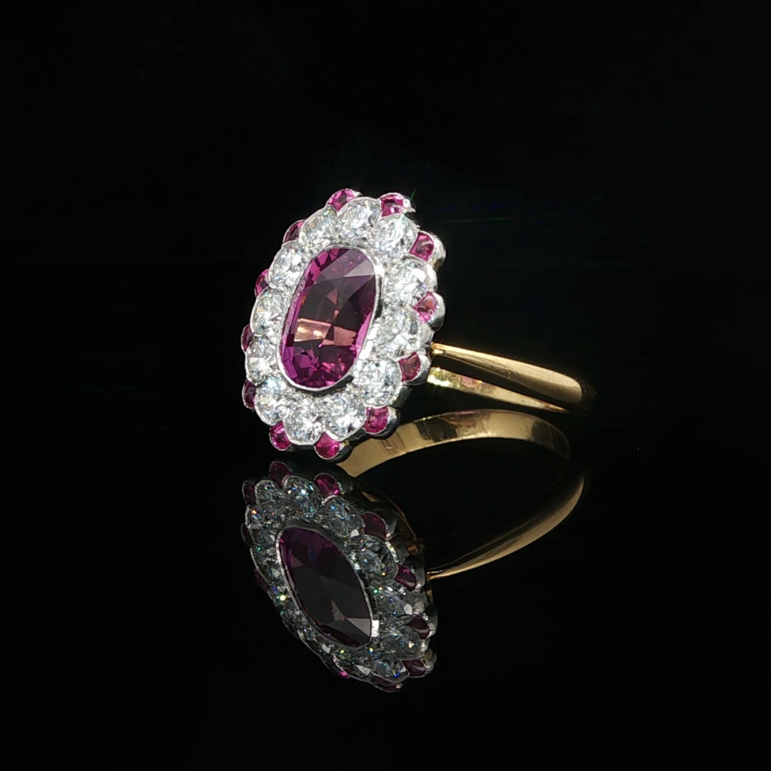 Pink Sapphire and Diamond Ring in Platinum and 18ct Yellow Gold | Brinkhaus Jewellers Perth