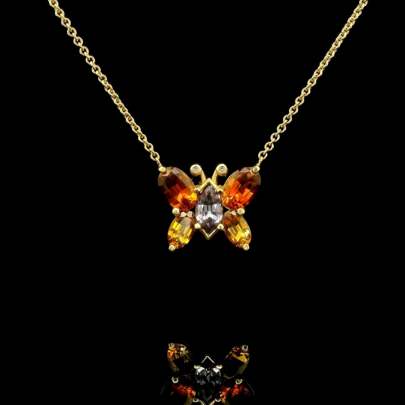 Sapphire Butterfly Necklace in 18ct Yellow Gold  | Brinkhaus Jewellers Claremont