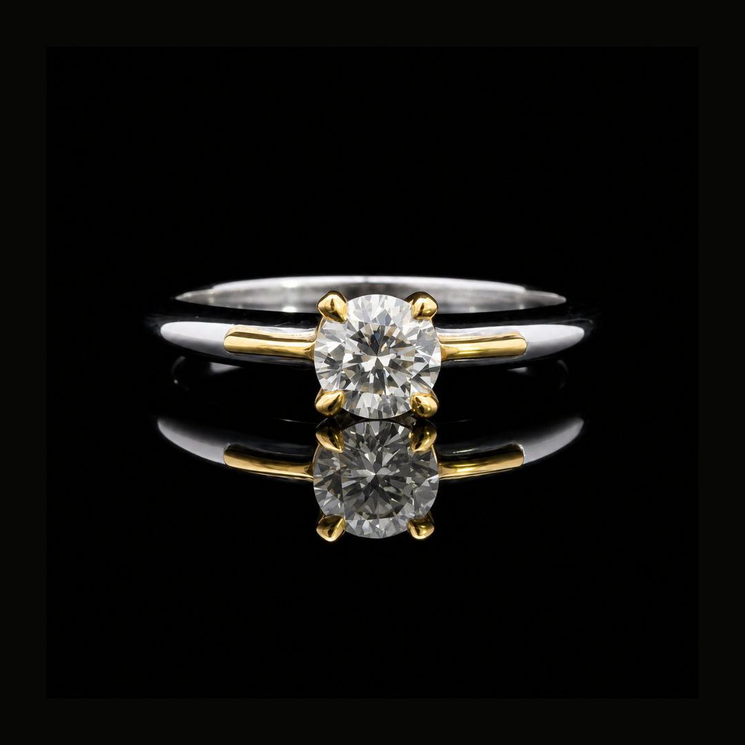 Solitaire Diamond Engagement Ring in 18ct White and Yellow Gold
