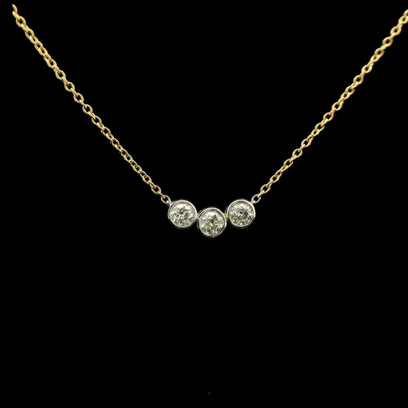 Three-Stone Diamond Pendant in 18ct White & Yellow Gold | Brinkhaus Jewellers