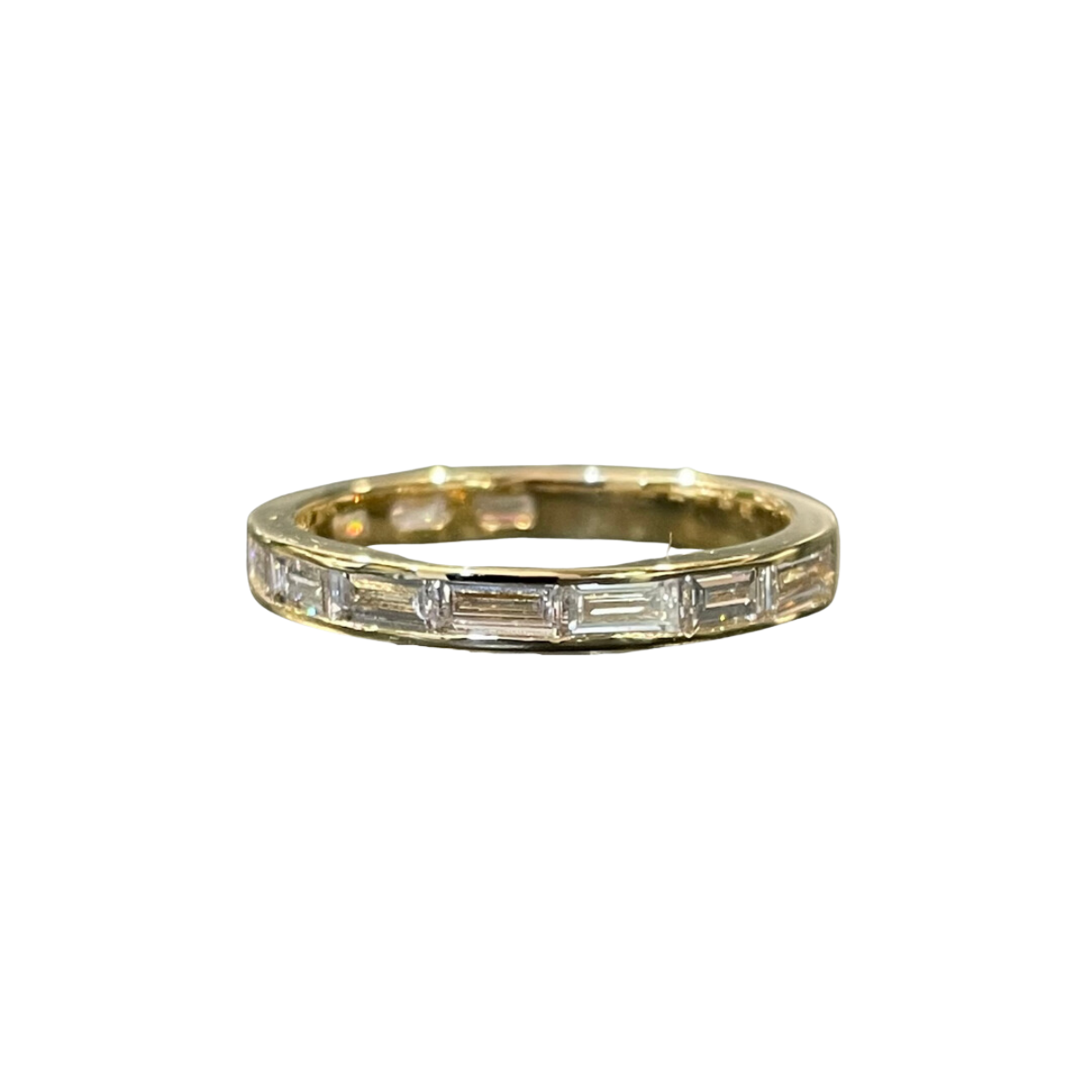 baguette cut channel set wedding band