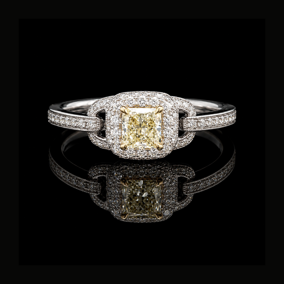 Yellow Diamond Engagement Ring in 18ct White Gold | Brinkhaus Jewellers Claremont  