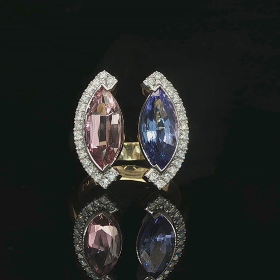 Marquise Cut Pink Tourmaline & Tanzanite Ring in Platinum & 18ct Yellow Gold | Brinkhaus Jewellers  Perth