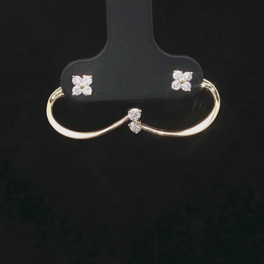 Diamond Floral Open Earrings in 18ct Yellow Gold