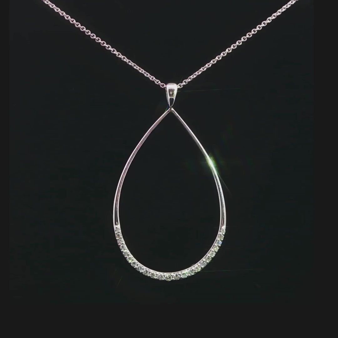 Diamond Teardrop Pendant in 18ct White Gold